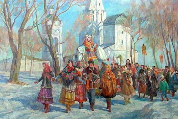 I contadini portano la effigie del Carnevale al tempio
